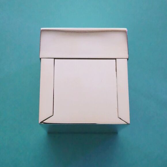 RARE Tiffany and Co.  Enamel Lid Interior Sterling Silver Square Keepsake Box - Picture 6 of 11